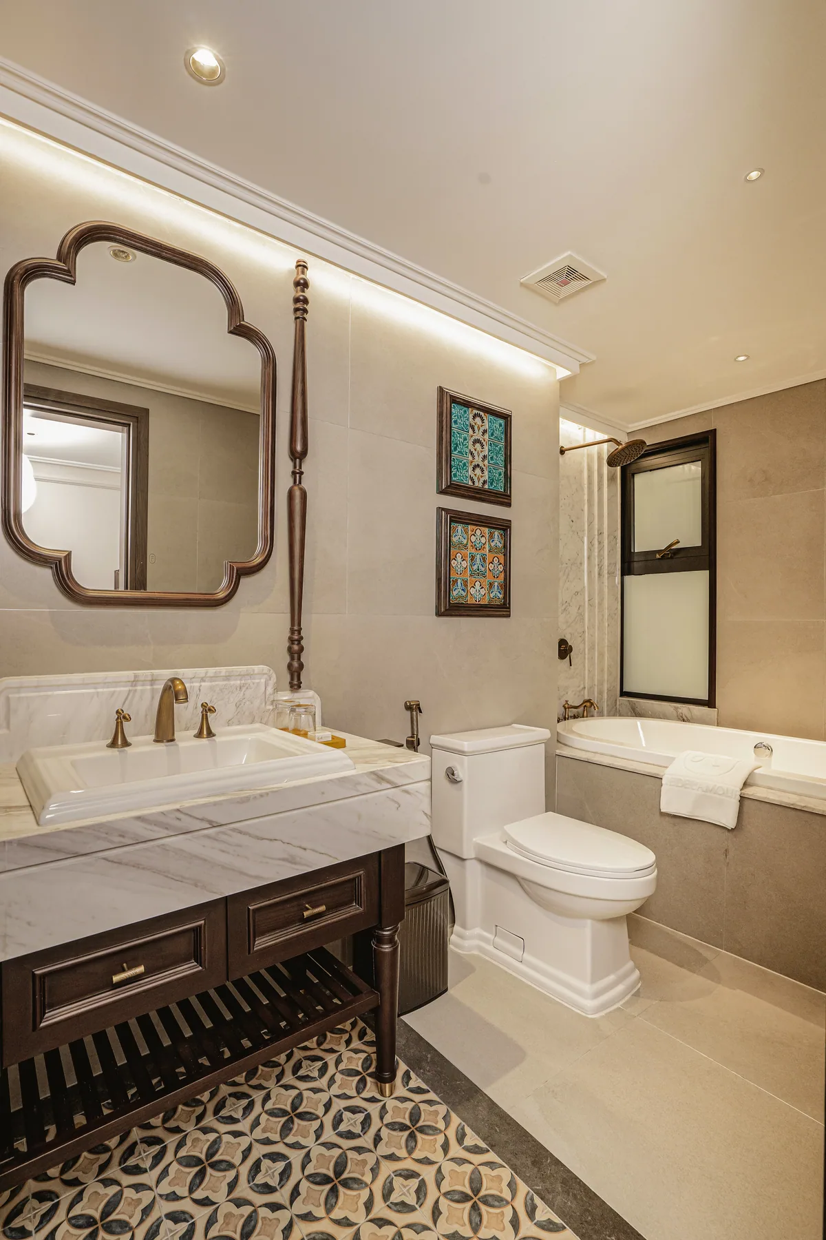 Bathroom with freestanding tub